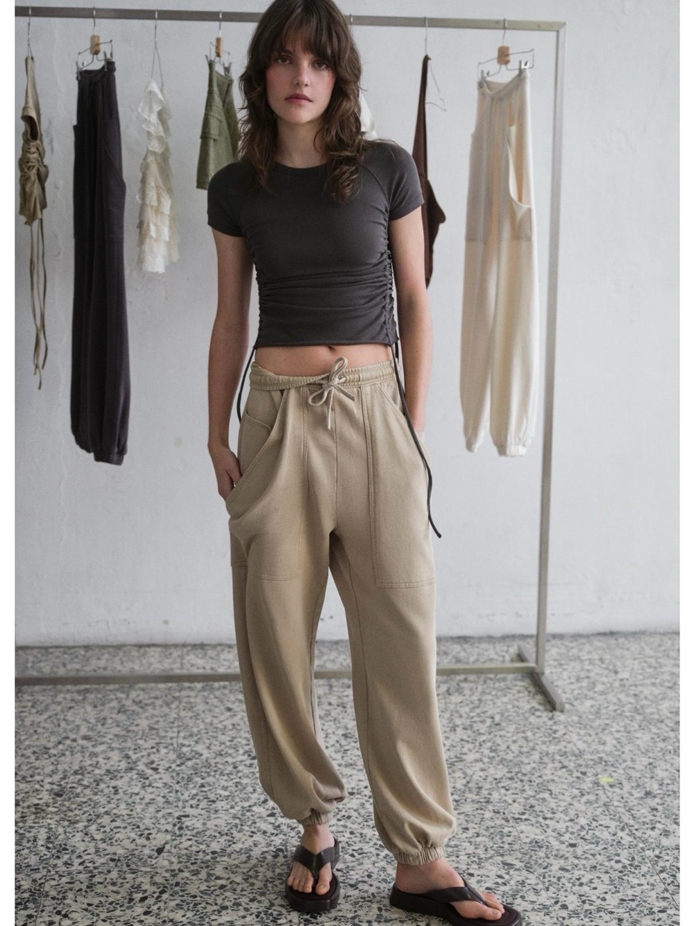 Zara grey Drawstring Jogger Pants